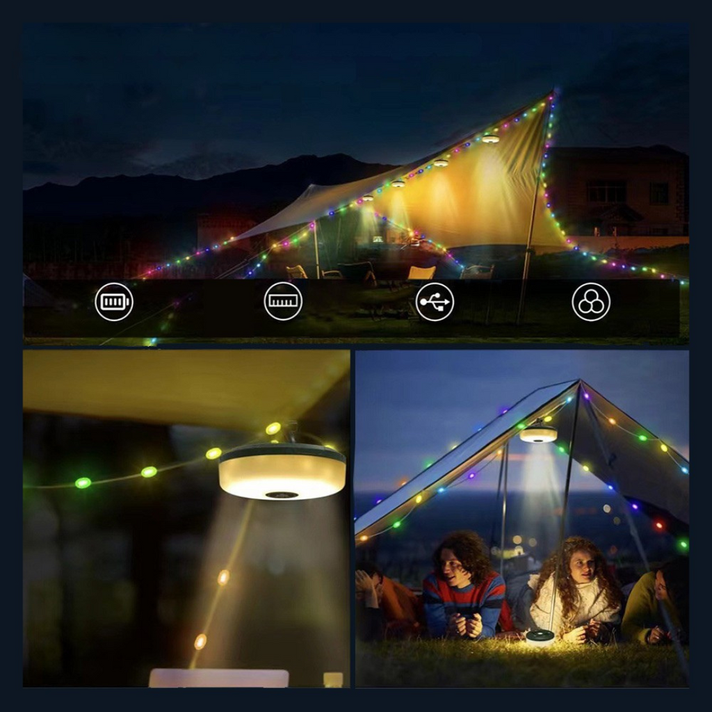 Stringa di luci natalizie da esterno ricaricabile tramite USB