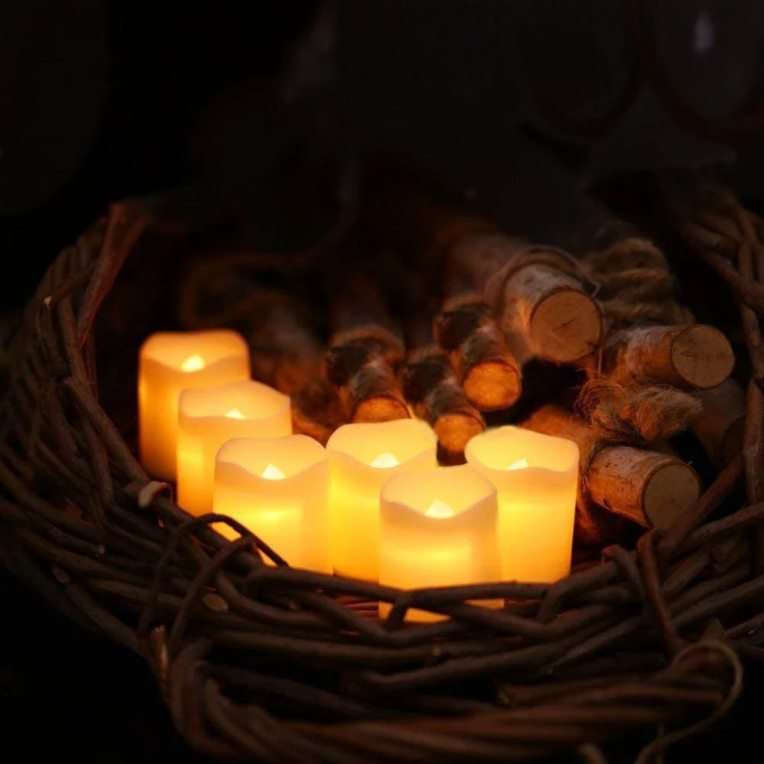 Set di candele LED in plastica bianca calda senza fiamma
