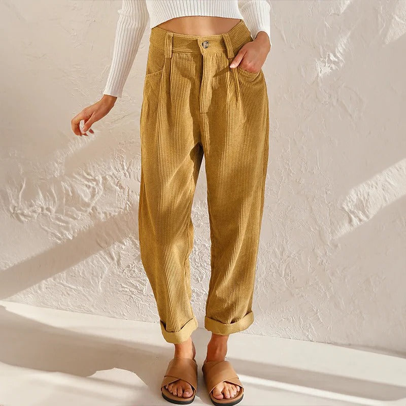 Pantaloni casual in velluto a coste da donna