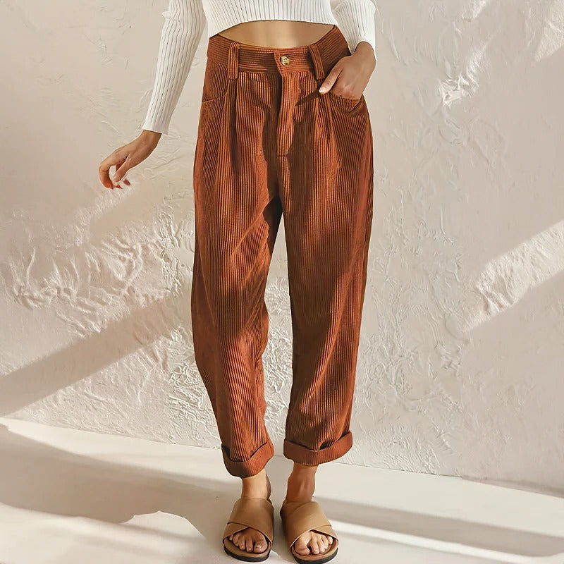 Pantaloni casual in velluto a coste da donna