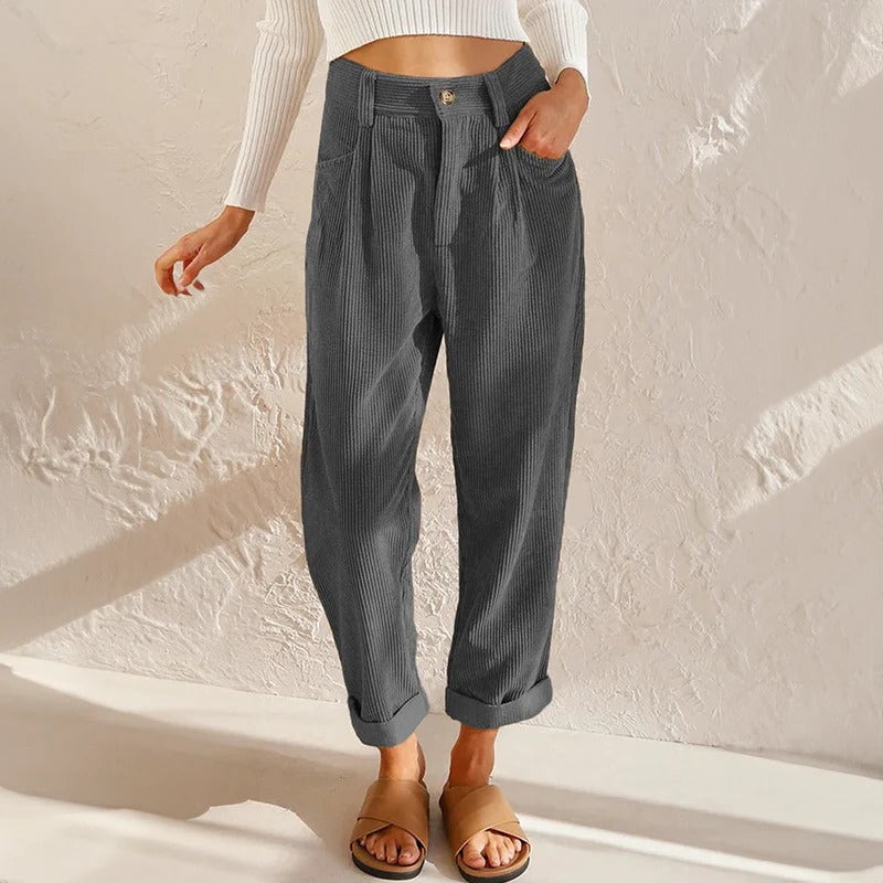 Pantaloni casual in velluto a coste da donna
