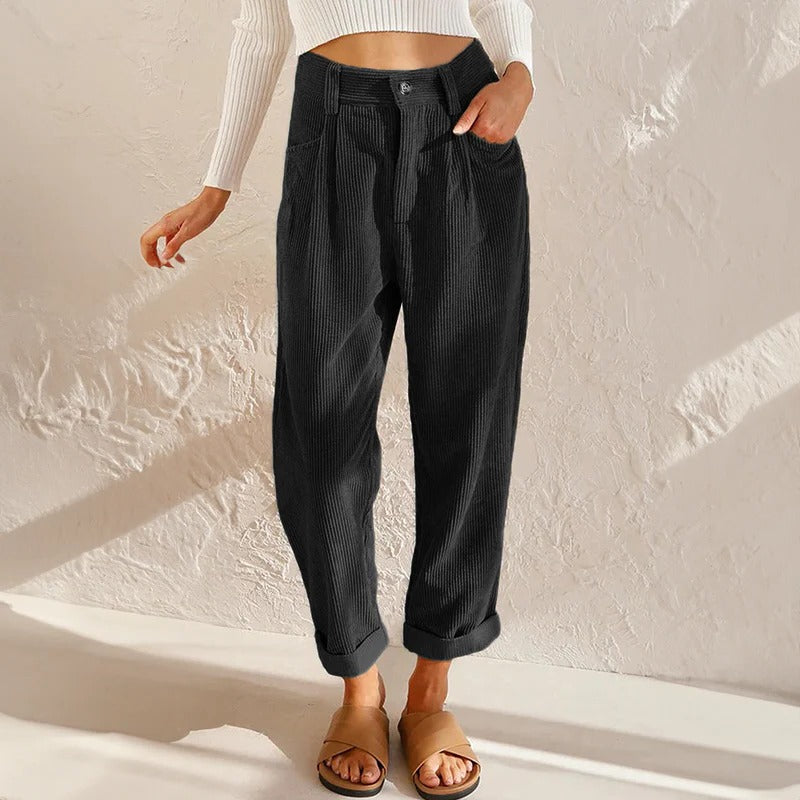 Pantaloni casual in velluto a coste da donna