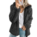 Elegante cappotto in pelliccia di orsetto: morbido cappotto in pile con tasche e cerniera
