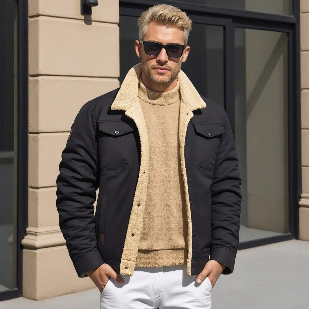 Giacca bomber da uomo, giacca invernale da uomo vintage con tasche, caldo cappotto invernale da uomo, giacca casual da uomo