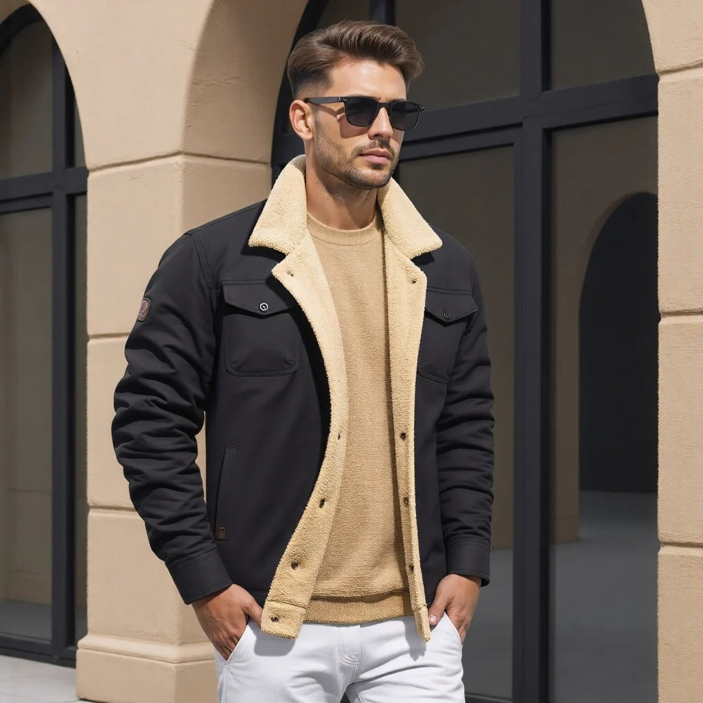 Giacca bomber da uomo, giacca invernale da uomo vintage con tasche, caldo cappotto invernale da uomo, giacca casual da uomo