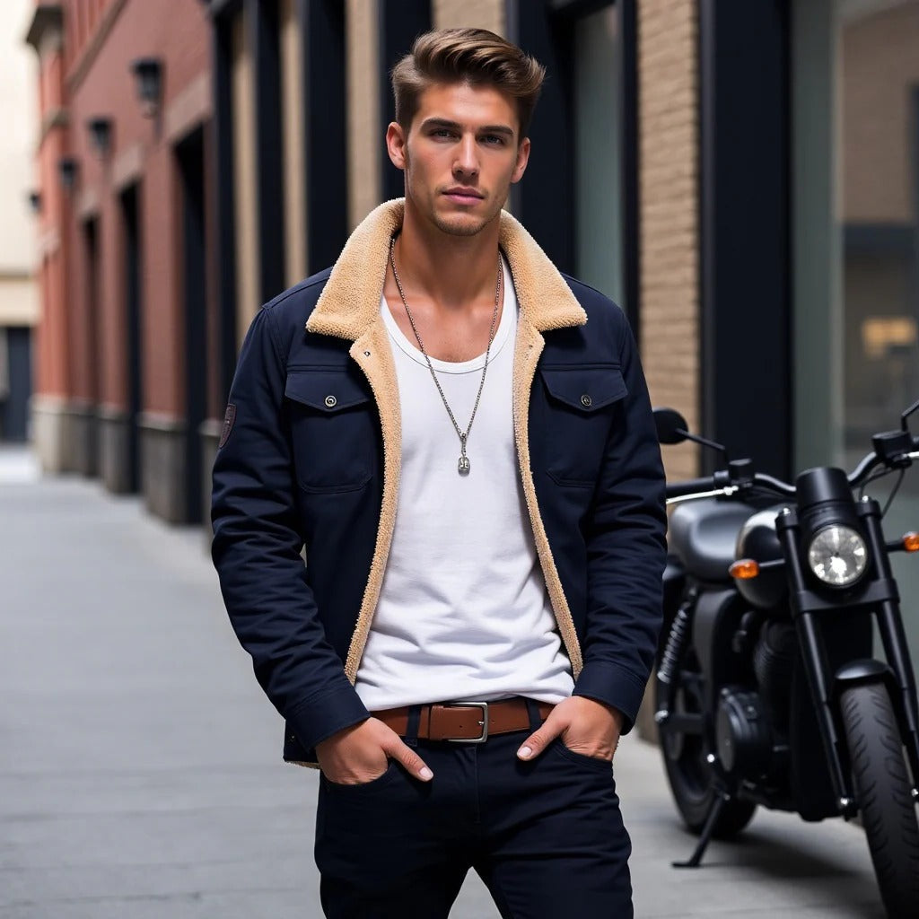 Giacca bomber da uomo, giacca invernale da uomo vintage con tasche, caldo cappotto invernale da uomo, giacca casual da uomo