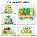 Carretto con puzzle in legno: animali e verdure per bambini