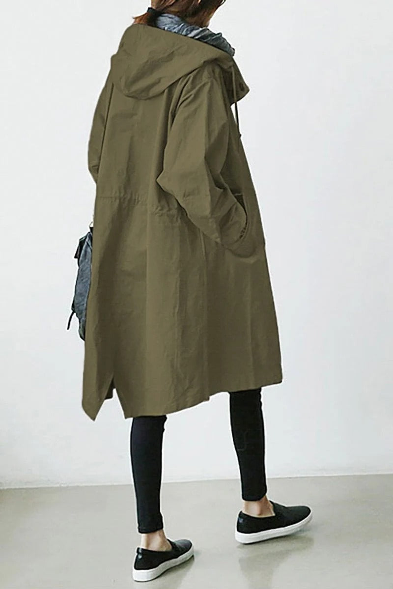 Trench impermeabile con cappuccio