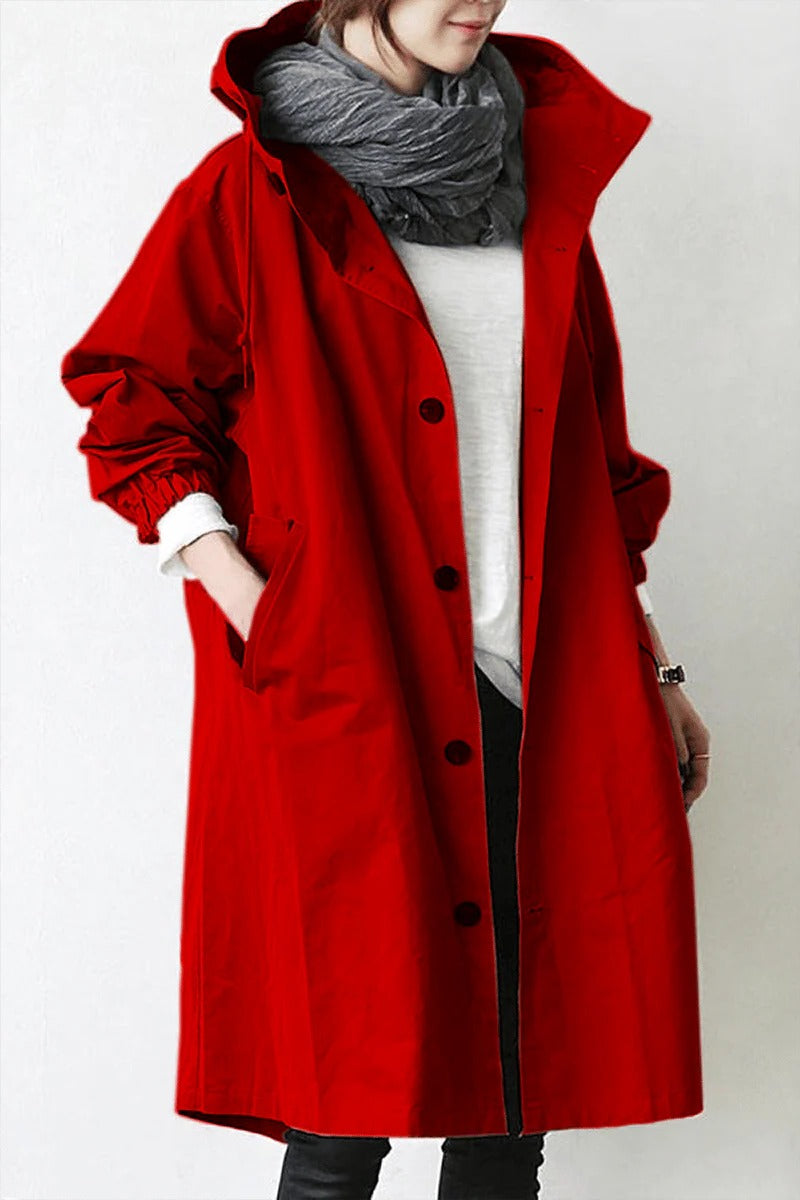 Trench impermeabile con cappuccio