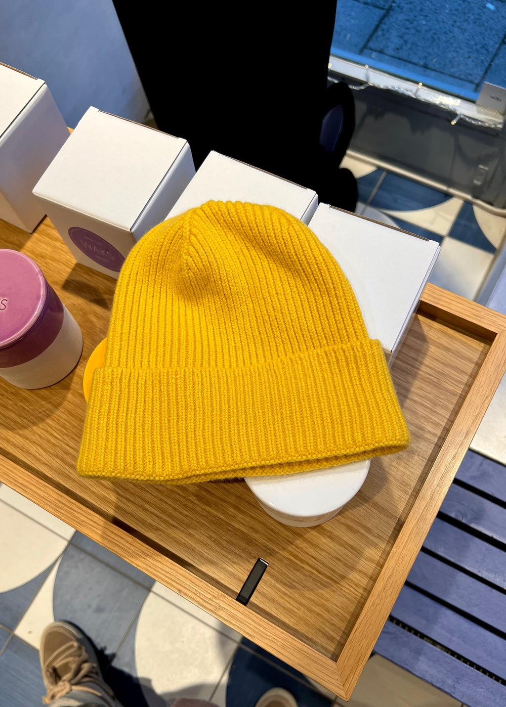 Caldo berretto unisex: maglia a coste con risvolto, misto lana