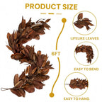 Ghirlanda di foglie di magnolia marrone | decorazione autunnale realistica per interni ed esterni coperti