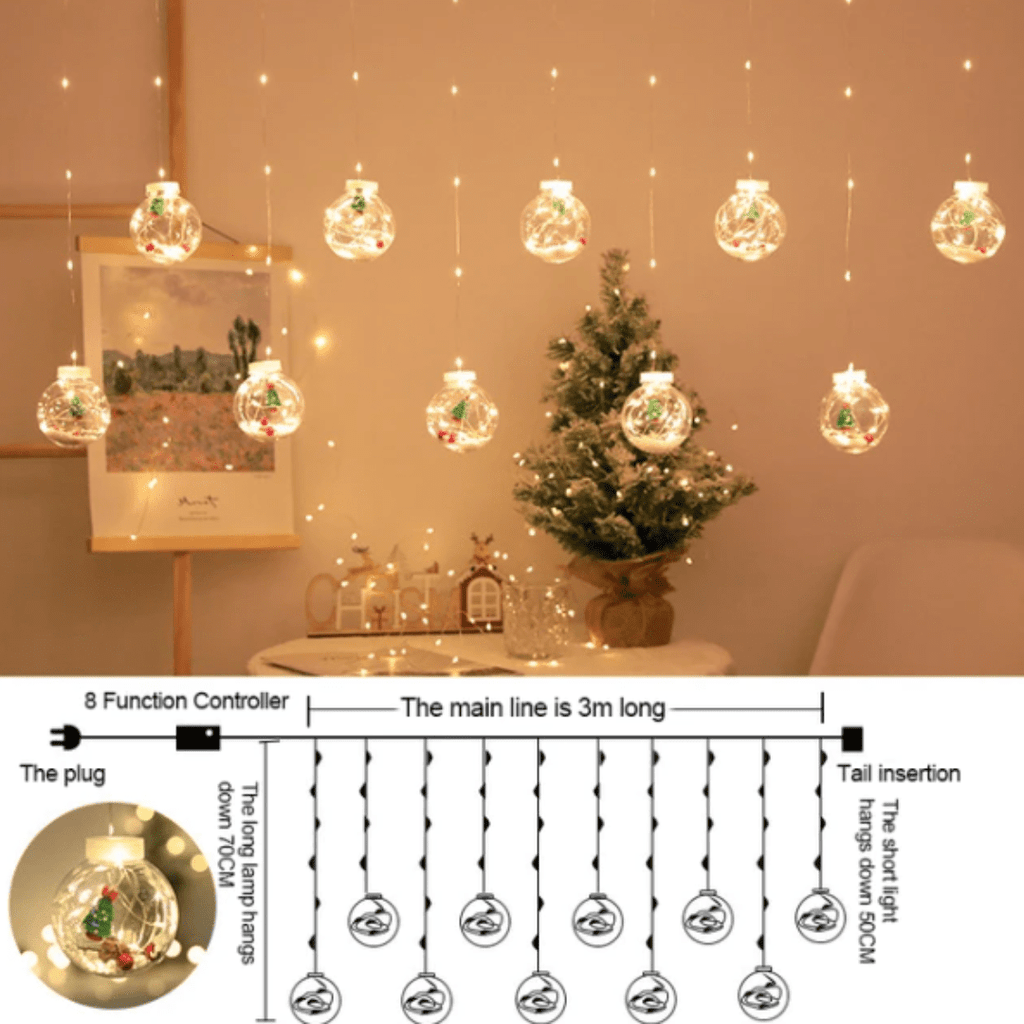 GlowBliss - Catena luminosa a LED scintillante con bolle per decorazioni natalizie festive