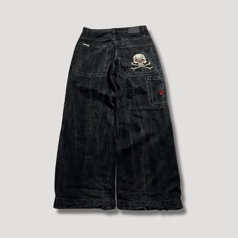 Jeans baggy neri a vita alta – Raven