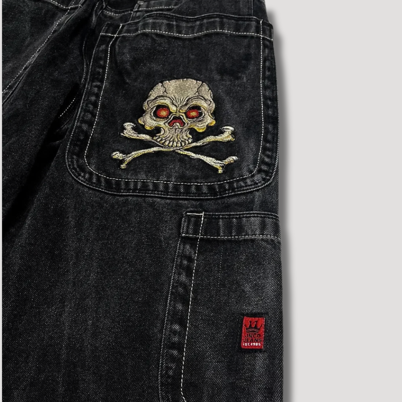 Jeans baggy neri a vita alta – Raven