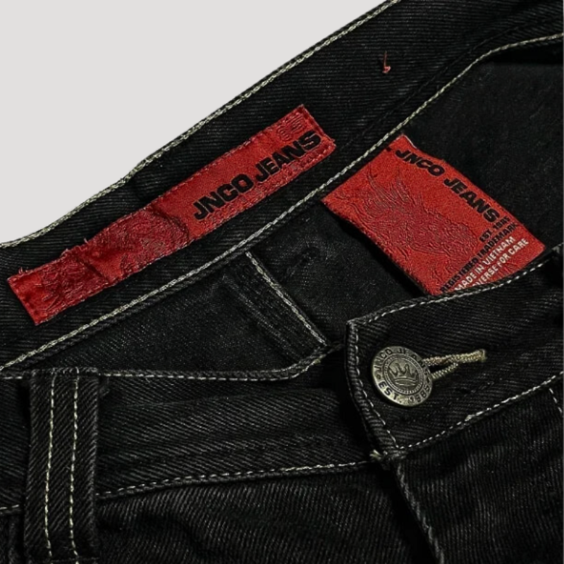 Jeans baggy neri a vita alta – Raven