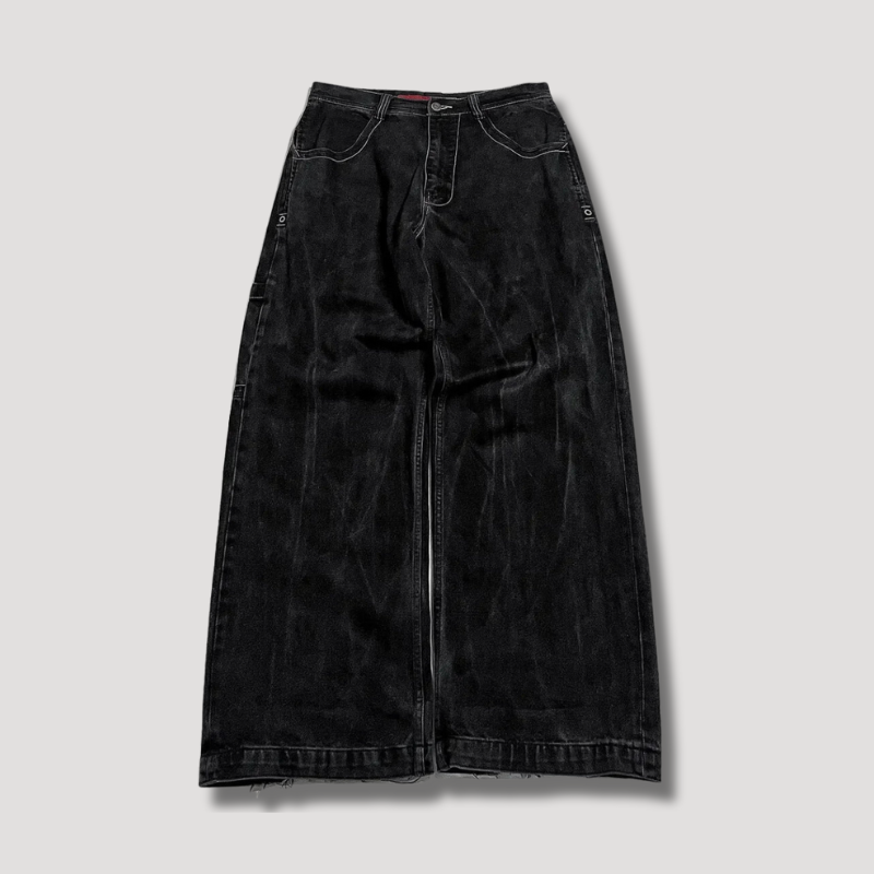 Jeans baggy neri a vita alta – Raven