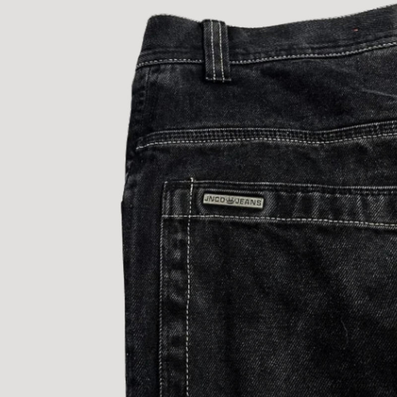 Jeans baggy neri a vita alta – Raven