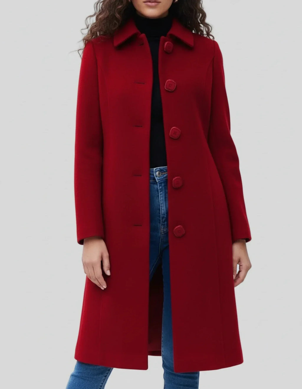 Cappotto da donna con silhouette aderente e svasata | Chiusura con bottoni e fascino senza tempo