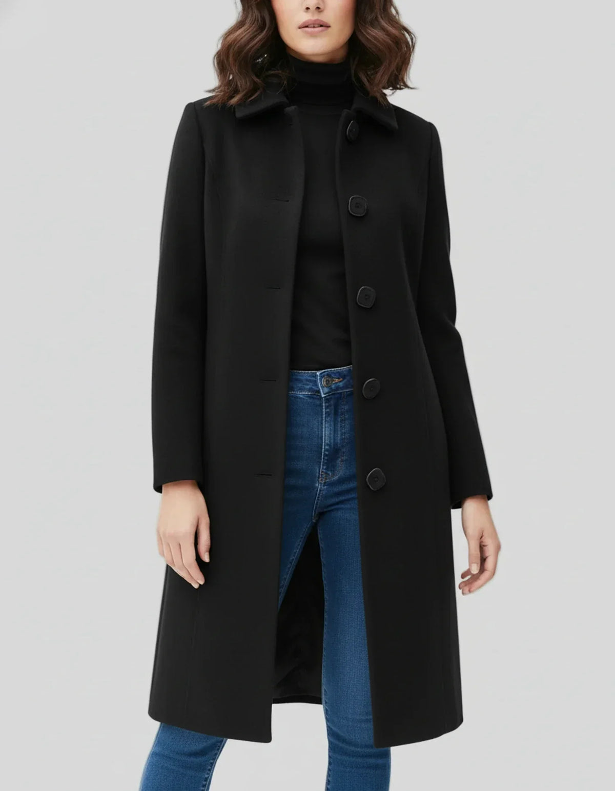 Cappotto da donna con silhouette aderente e svasata | Chiusura con bottoni e fascino senza tempo