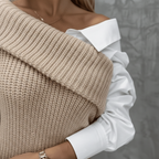 Abito da donna con dettaglio camicia con scollo a V lavorato a maglia
