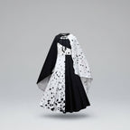 Costume da Crudelia De Mon per Halloween per bambini con parrucca Cape Deville divisa in bianco e nero