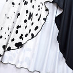 Costume da Crudelia De Mon per Halloween per bambini con parrucca Cape Deville divisa in bianco e nero