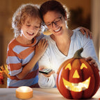 Luci di zucca per bambini di Halloween Jack O Lantern con telecomando e candele LED per la decorazione