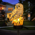 Lampada da giardino solare a gufo per vialetto da esterno con picchetto