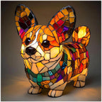Lampada da tavolo decorativa con statuetta di cane in resina