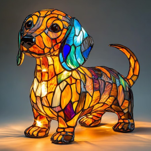 Lampada da tavolo decorativa con statuetta di cane in resina