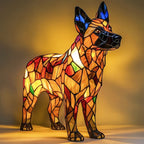 Lampada da tavolo decorativa con statuetta di cane in resina