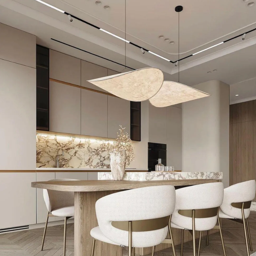 Lampadario a sospensione SoraHaze in stile Japandi con luce rilassante