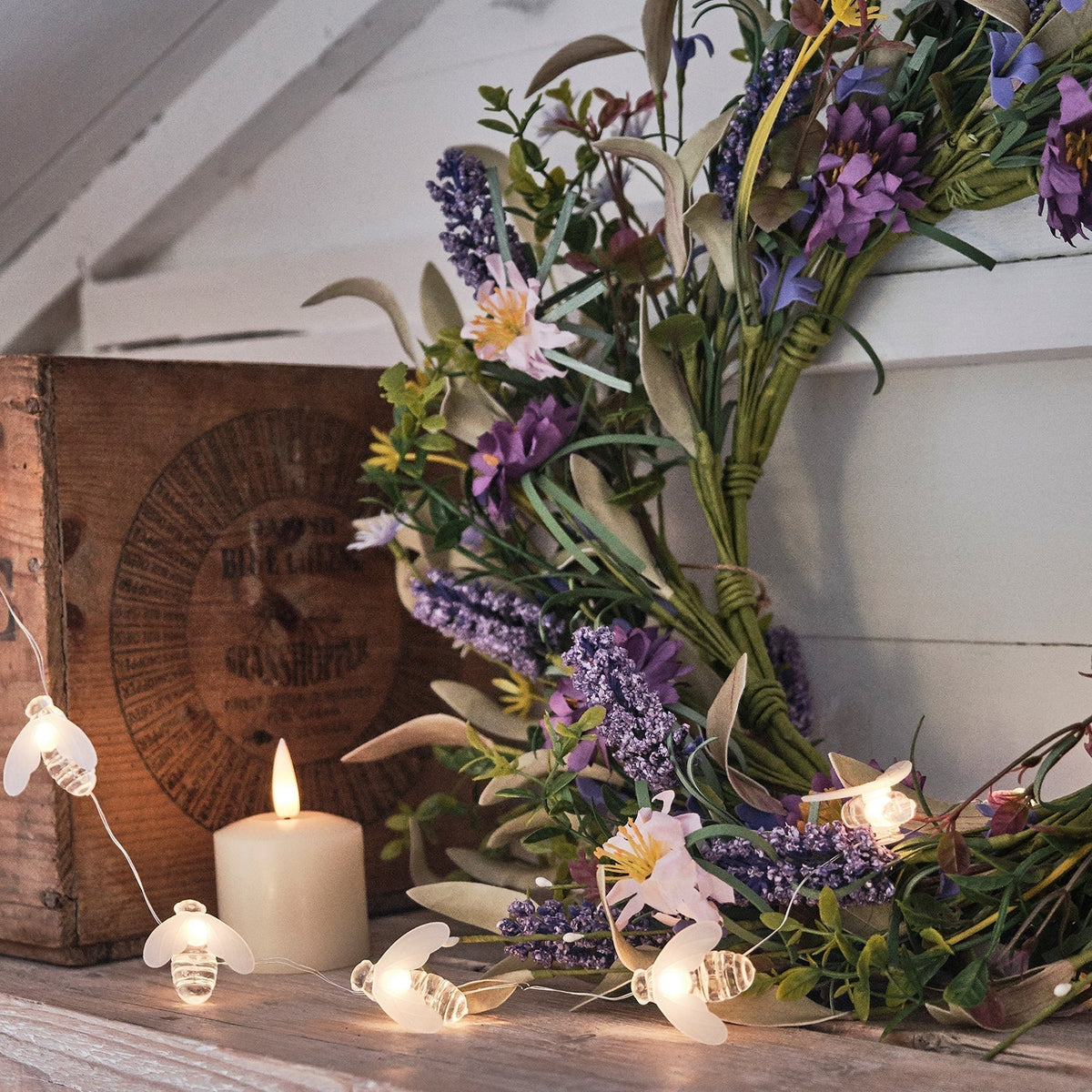 Decorazione floreale di lavanda artificiale ghirlanda di Natale