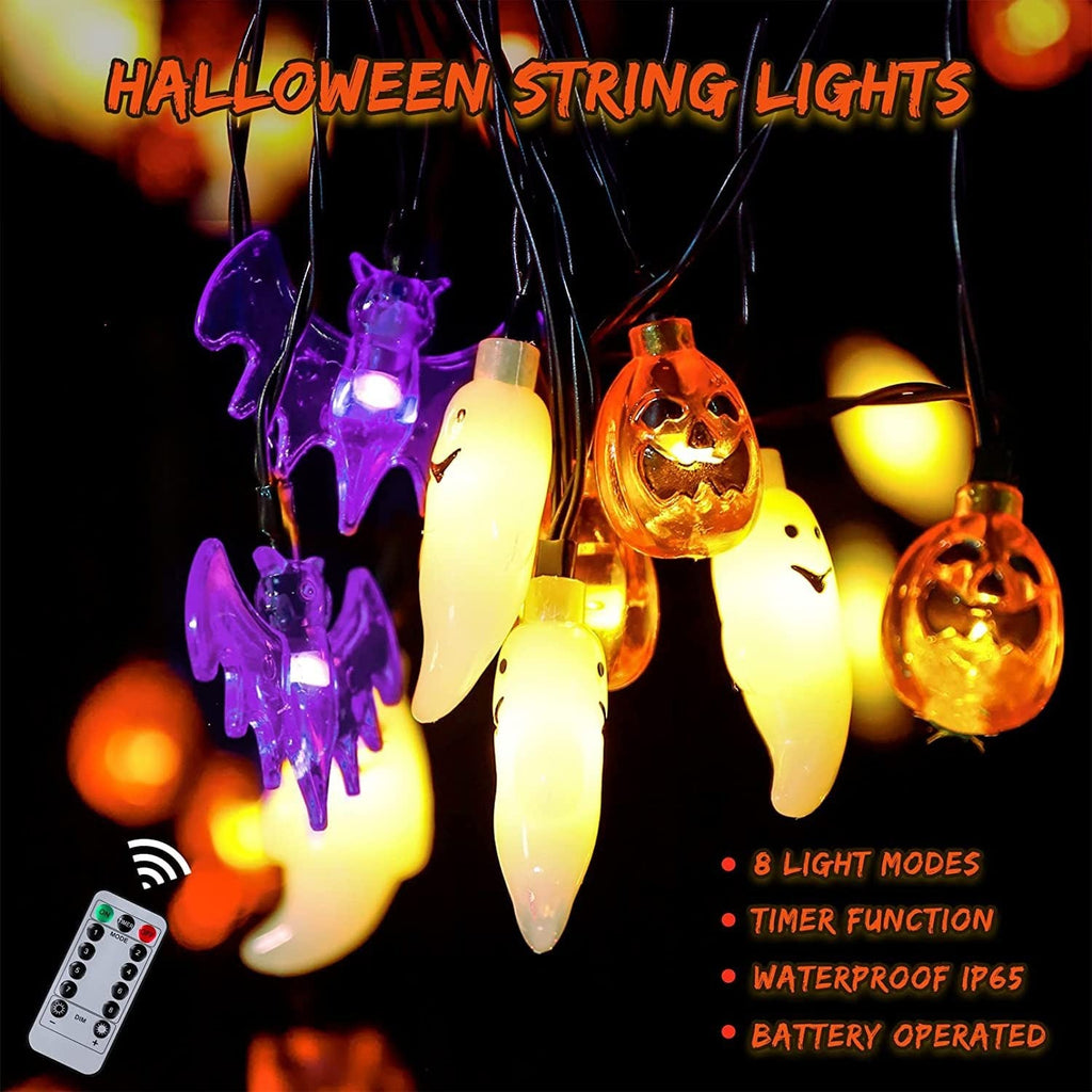Decorazione a forma di zucca a pipistrello a batteria per esterni a LED per Halloween