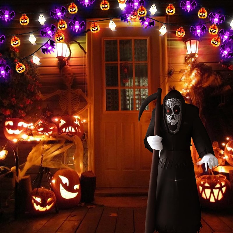 Decorazione a forma di zucca a pipistrello a batteria per esterni a LED per Halloween
