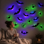 Adesivi per decorazioni murali a LED per Halloween con design che si illumina al buio per decorazioni per feste in casa stregata per interni ed esterni, design 3D illuminato