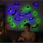 Adesivi per decorazioni murali a LED per Halloween con design che si illumina al buio per decorazioni per feste in casa stregata per interni ed esterni, design 3D illuminato