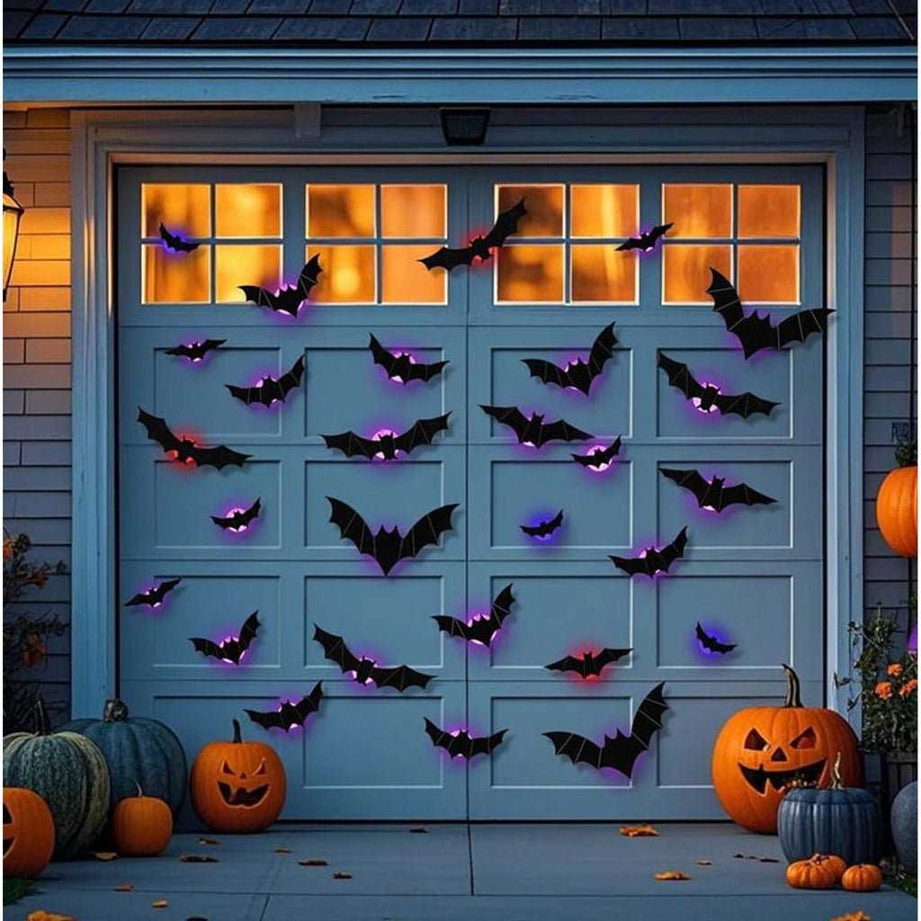 Adesivi per decorazioni murali a LED per Halloween con design che si illumina al buio per decorazioni per feste in casa stregata per interni ed esterni, design 3D illuminato