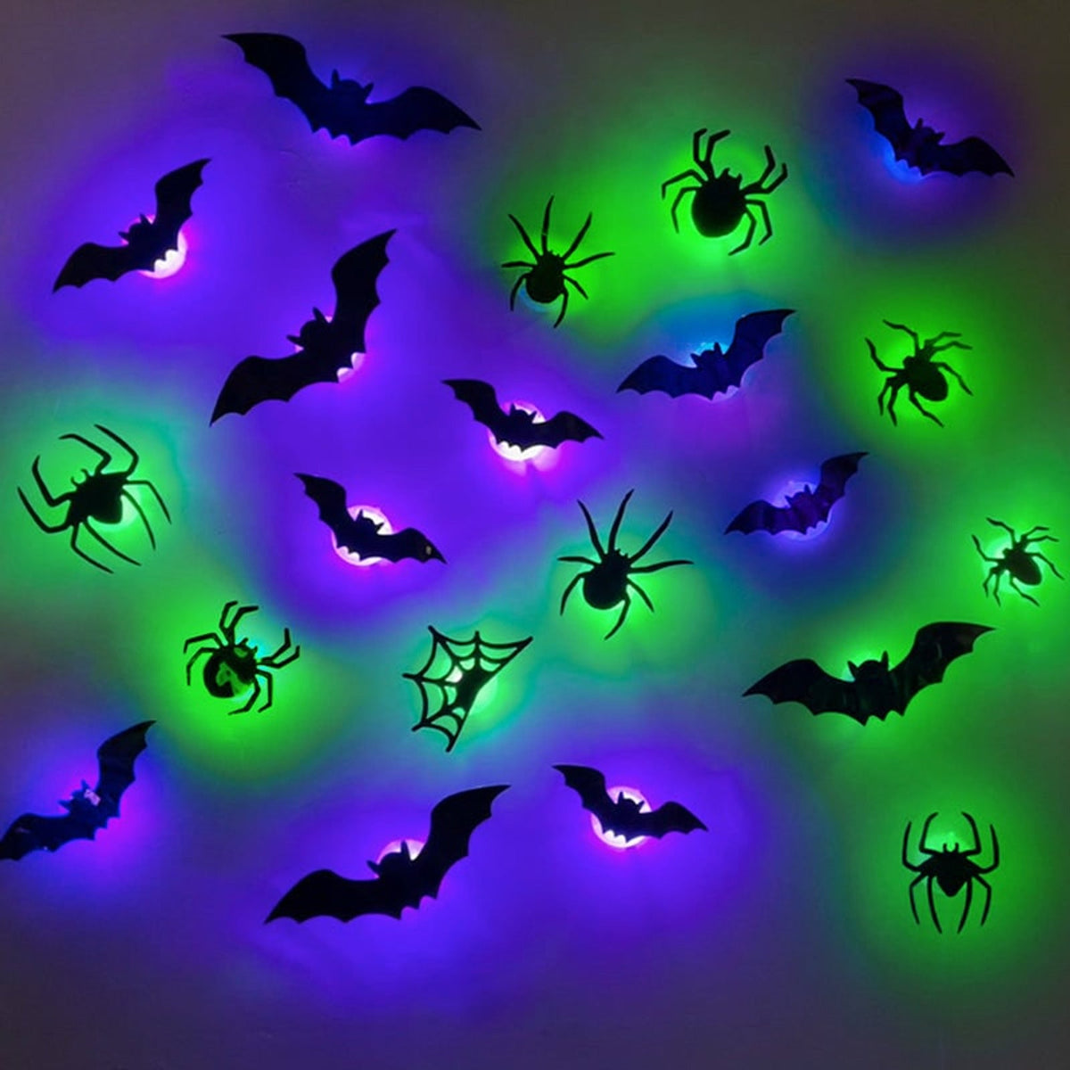 Adesivi per decorazioni murali a LED per Halloween con design che si illumina al buio per decorazioni per feste in casa stregata per interni ed esterni, design 3D illuminato