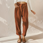 Pantaloni in velluto a coste a vita alta da donna