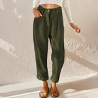 Pantaloni in velluto a coste a vita alta da donna