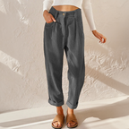 Pantaloni in velluto a coste a vita alta da donna