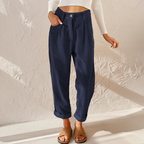 Pantaloni in velluto a coste a vita alta da donna