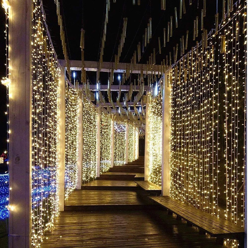 Luci di Natale a Tenda con 8 Modalità di Controllo - Luci Decorative di Natale Pendenti con Telecomando