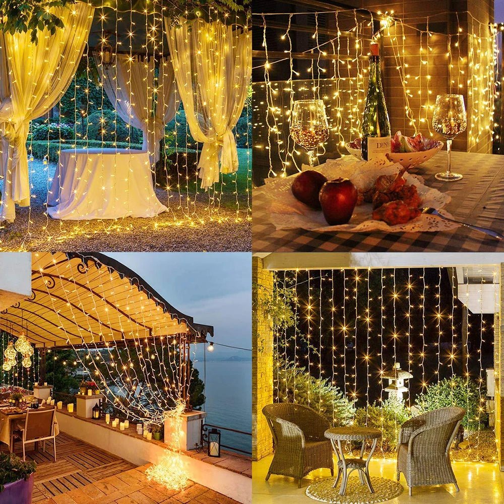 Luci di Natale a Tenda con 8 Modalità di Controllo - Luci Decorative di Natale Pendenti con Telecomando