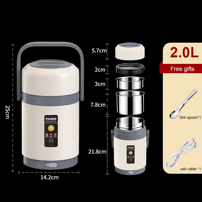 Lunch Box Riscaldabile USB | Acciaio inox 304, Scaldavivande portatile