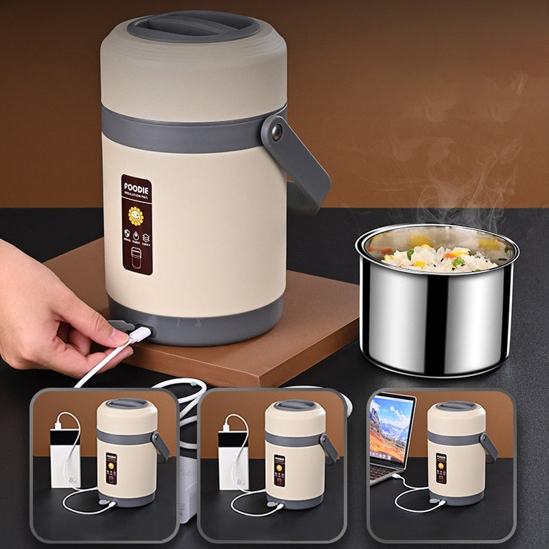 Lunch Box Riscaldabile USB | Acciaio inox 304, Scaldavivande portatile