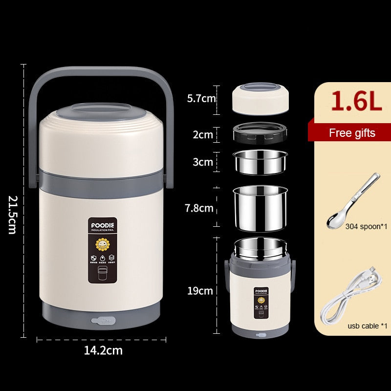 Lunch Box Riscaldabile USB | Acciaio inox 304, Scaldavivande portatile