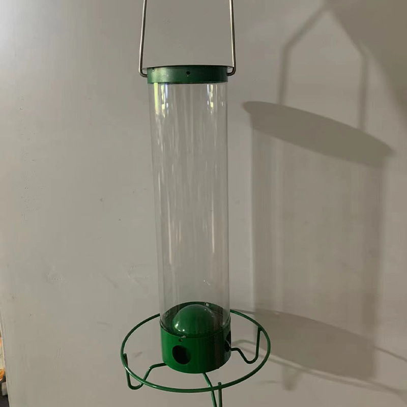 Mangiatoia per uccelli in metallo anti-scoiattolo sospesa da esterno per giardino, a tubo