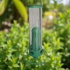 Mangiatoia per uccelli in metallo anti-scoiattolo sospesa da esterno per giardino, a tubo